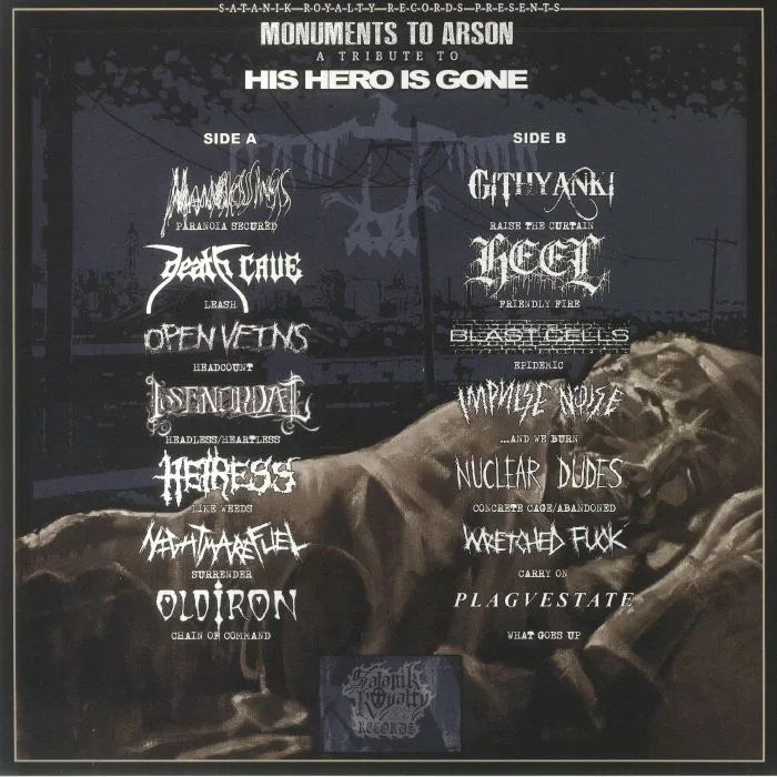 Back cover — VARIOUS — Monuments To Arson: A Tribute To His Hero Is Gone