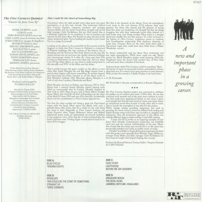 Обратная сторона обложки — The FIVE CORNERS QUINTET — Chasin' The Jazz Gone By (20th Anniversary Edition)