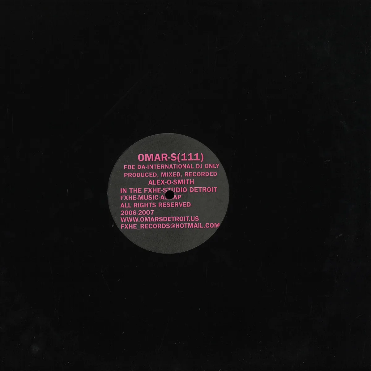 Back cover — Omar-S — 111 Foe Da-International DJ Only 2x12"