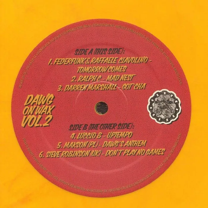 Front cover — FEDERFUNK / RAFFAELE CIAVOLINO / RALPH C / DARREN MARSHALL / LUCCIO B / MAKSON / STEVE ROBINSON — Dawg On Wax Vol 2