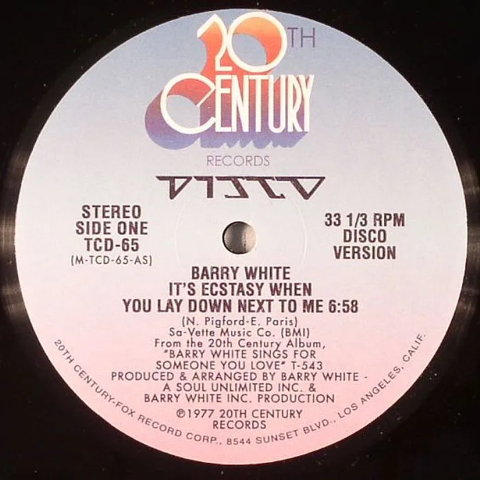 Front cover — Barry WHITE — It's Ecstasy When You Lay Down Next To Me