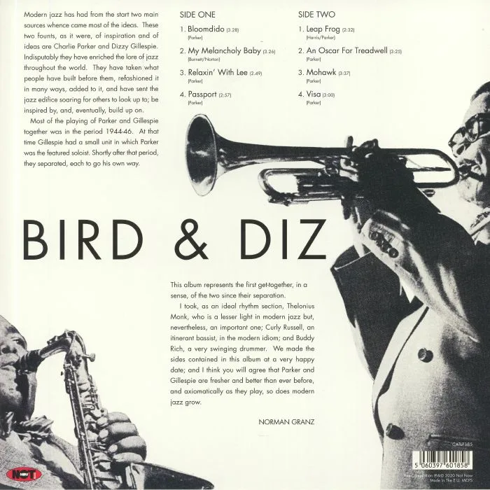 Обратная сторона обложки — Charlie PARKER / DIZZY GILLESPIE — Bird & Diz