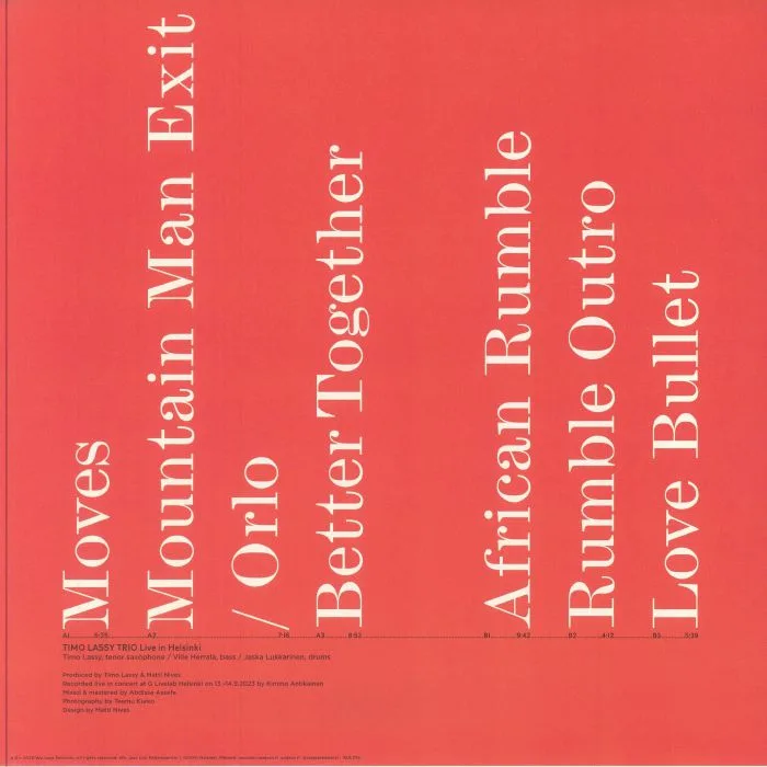 Back cover — TIMO LASSY TRIO — Live In Helsinki
