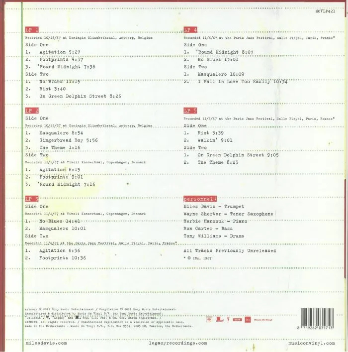 Back cover — Miles DAVIS — Live In Europe 1967:The Bootleg Series Vol 1 (B-STOCK)