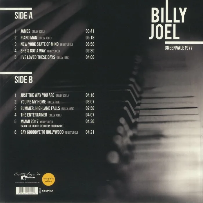 Back cover — Billy JOEL — Best Of Greenvale 1977