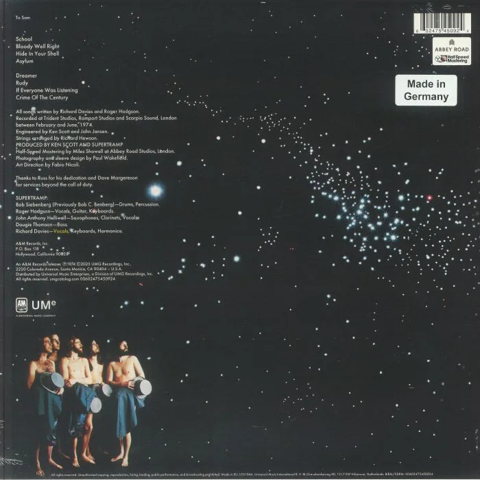 Back cover — SUPERTRAMP — Crime Of The Century (half speed remastered)