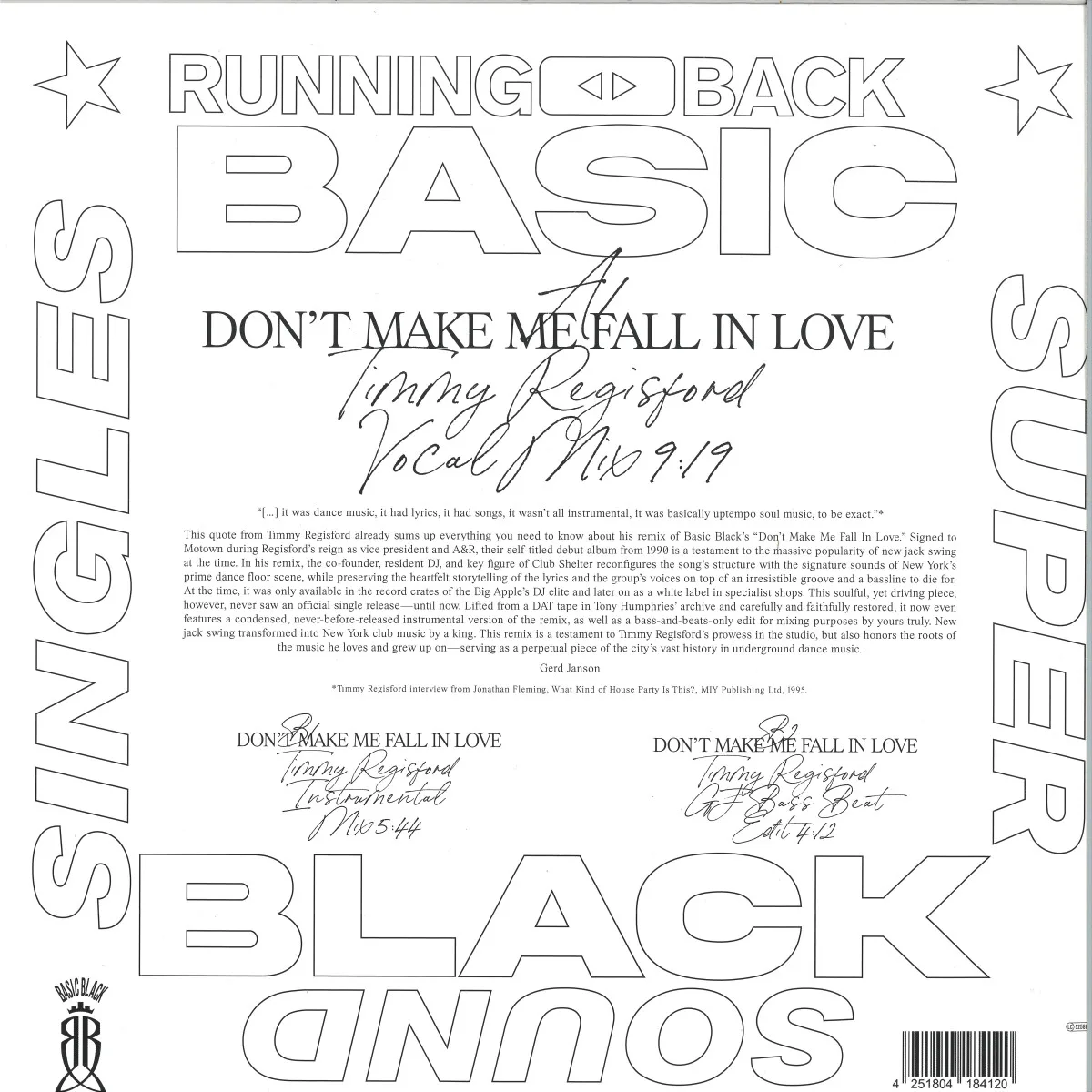 Back cover — Basic Black — Don’t Make Me Fall In Love – Timmy Regisford Mixes