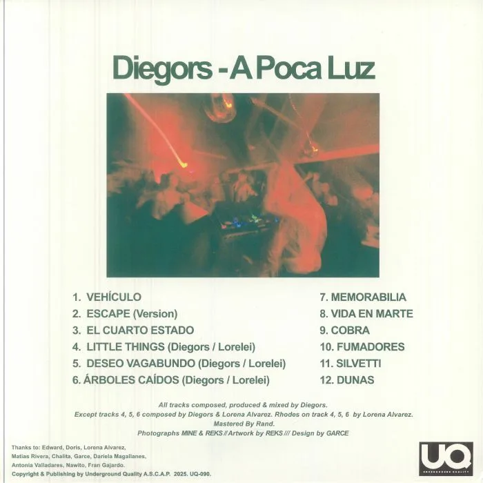 Обратная сторона обложки — Diego MORALES — Diegors: A Poca Luz