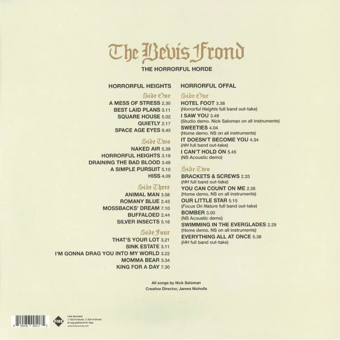Обратная сторона обложки — The BEVIS FROND — Horrorful Heights (Deluxe Edition)