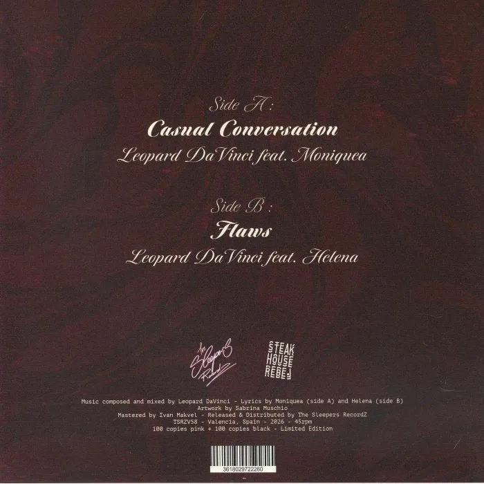 Back cover — Leopard DaVinci + Moniquea & Helena — Casual Conversation / Flaws (7")