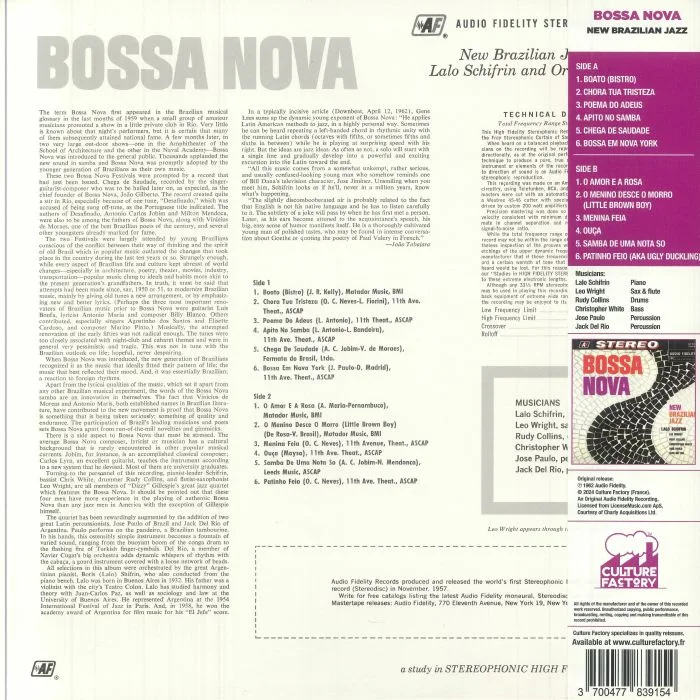 Обратная сторона обложки — Lalo SCHIFRIN — Bossa Nova, New Brazilian Jazz (reissue)