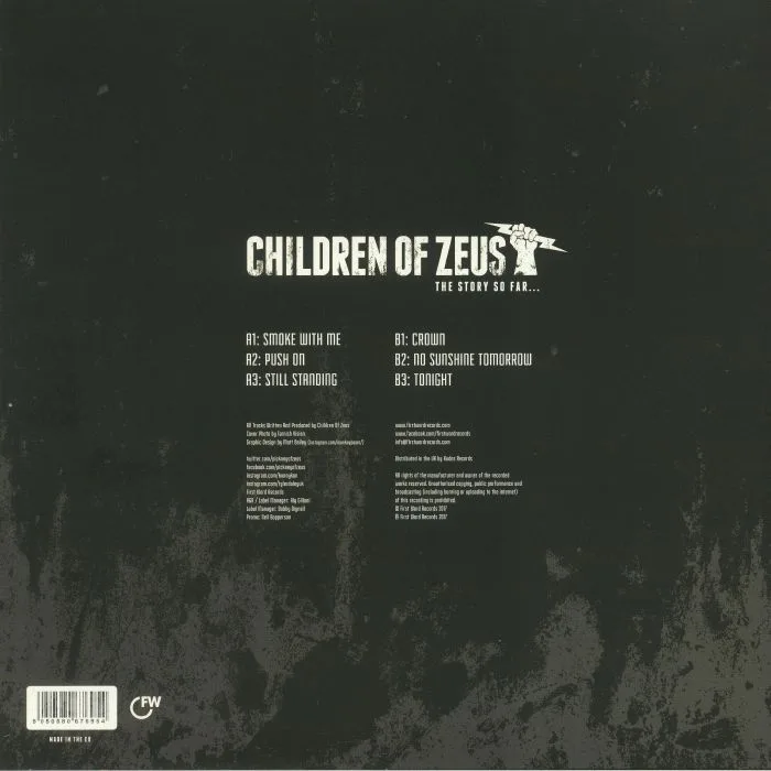 Обратная сторона обложки — CHILDREN OF ZEUS — The Story So Far