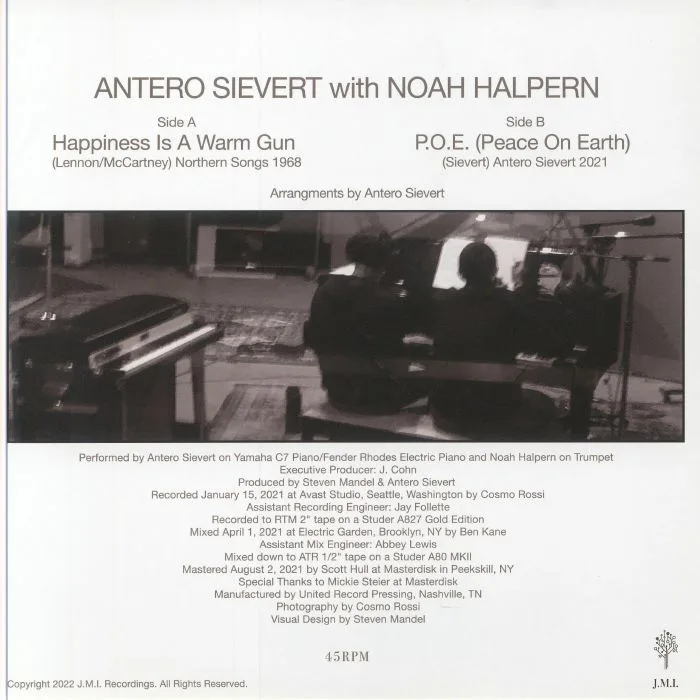 Back cover — Antero SIEVERT with NOAH HALPERN — Happiness Is A Warm Gun (reissue)