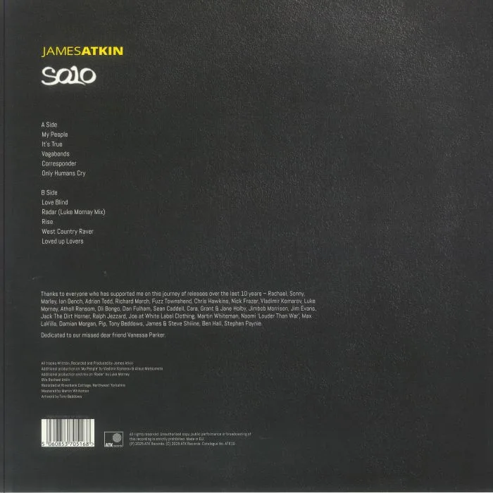 Back cover — James ATKIN — SO10 (10th Anniversary Edition)