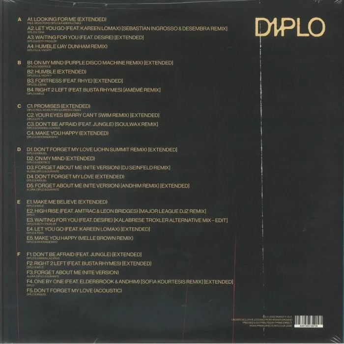 Обратная сторона обложки — DIPLO — Diplo (Record Store Day RSD 2026)