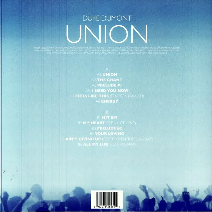 Обратная сторона обложки — Duke DUMONT — Union