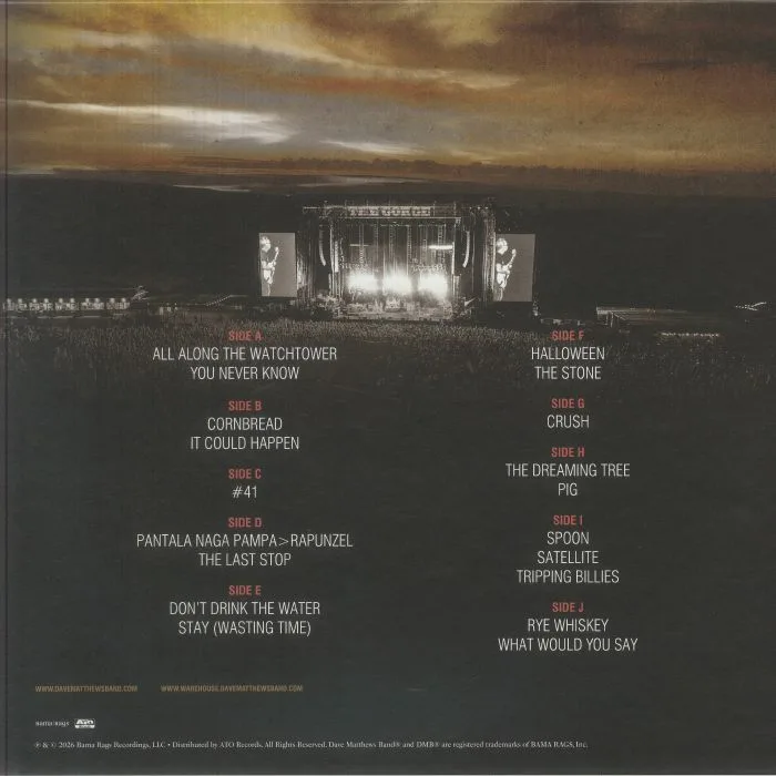 Back cover — DAVE MATTHEWS BAND — Take Me Back: Live From The Gorge