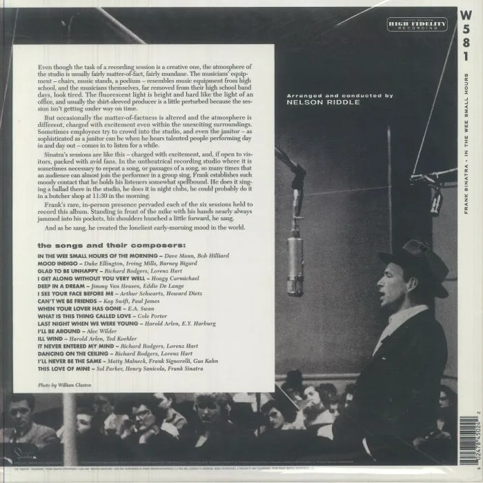 Обратная сторона обложки — Frank SINATRA — In The Wee Small Hours (Tone Poet Series)