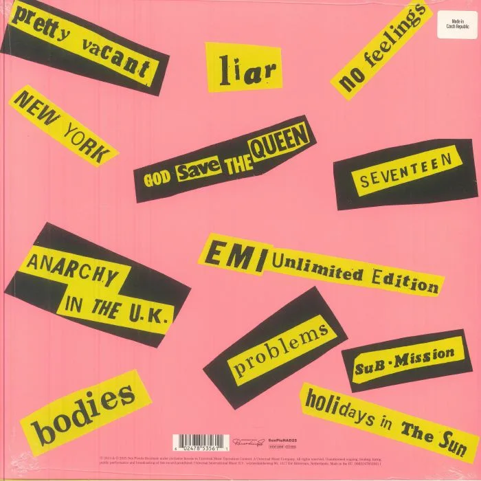 Back cover — SEX PISTOLS — Never Mind The Bollocks (National Album Day 2025)