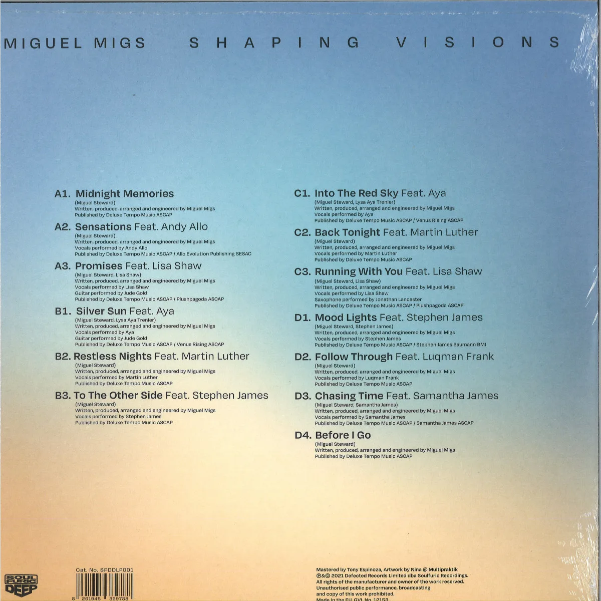 Back cover — Miguel Migs — Shaping Visions LP 2x12"