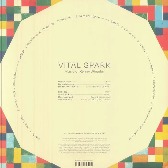 Back cover — Kenny WHEELER / DAVE HOLLAND / NORMA WINSTONE / LONDON VOCAL PROJECT — Vital Spark (Music Of Kenny Wheeler)