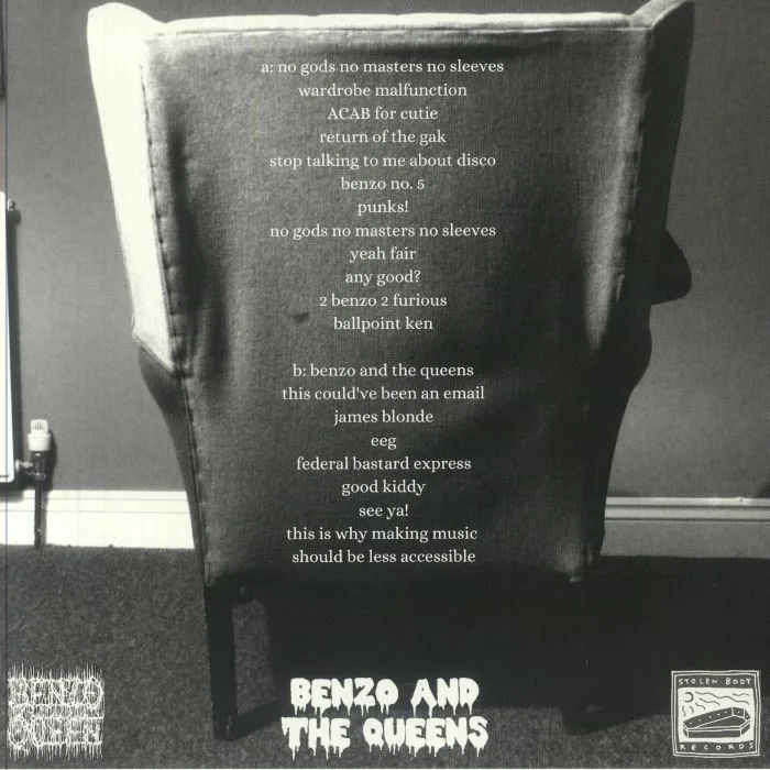 Back cover — BENZO QUEEN — No Gods No Masters No Sleeves