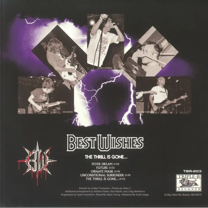 Back cover — BEST WISHES — The Thrill Is Gone