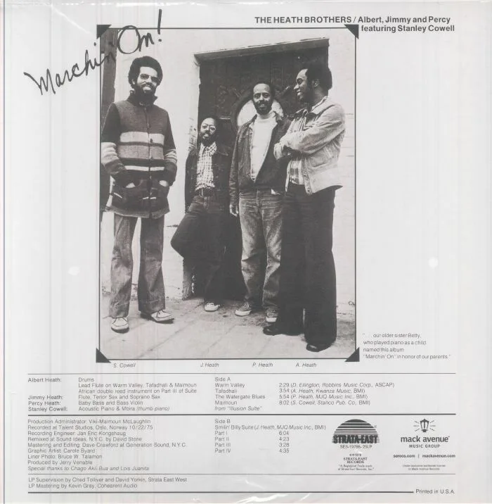 Back cover — The HEATH BROTHERS feat STANLEY COWELL — Marchin' On! (Deluxe Edition) (remastered) (B-STOCK)