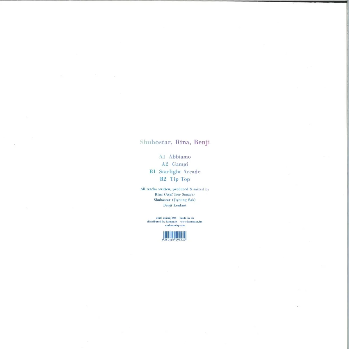 Back cover — Shubostar / Rina / Benji — Starlight Arcade