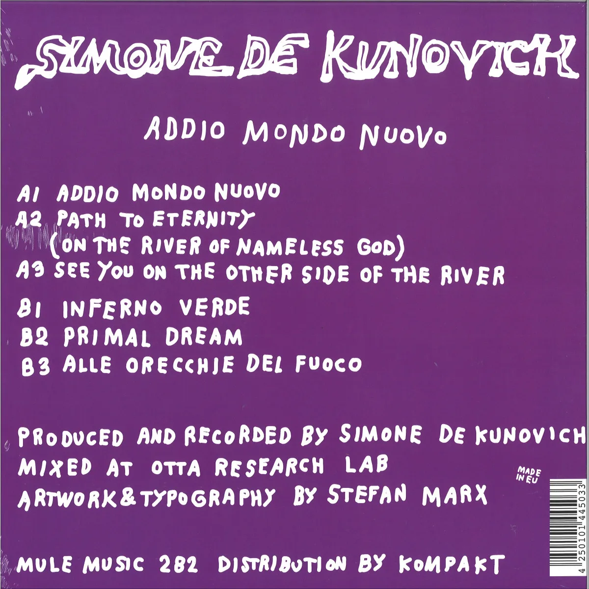 Обратная сторона обложки — Simone De Kunovich — Addio Mondo Nuovo
