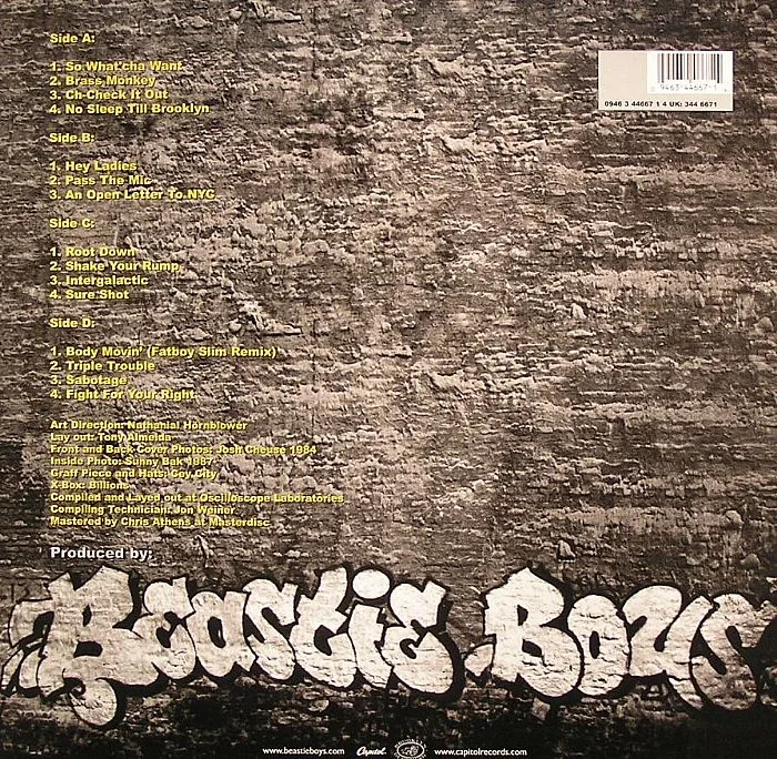 Обратная сторона обложки — The BEASTIE BOYS — Solid Gold Hits