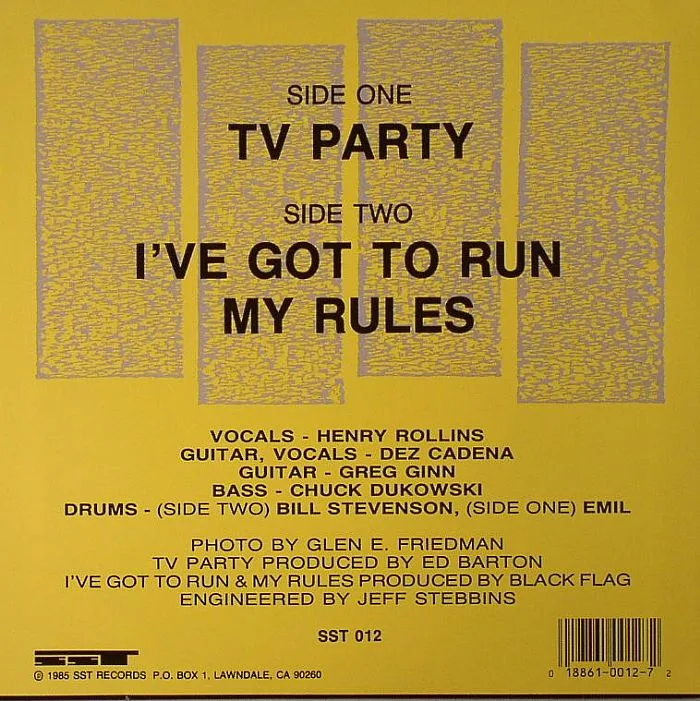 Обратная сторона обложки — BLACK FLAG — TV Party