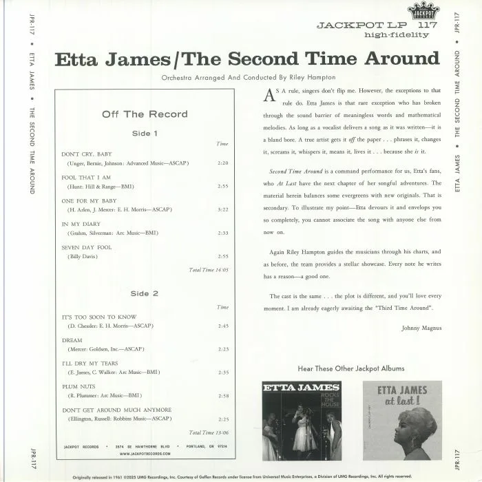 Обратная сторона обложки — Etta JAMES — The Second Time Around (reissue)