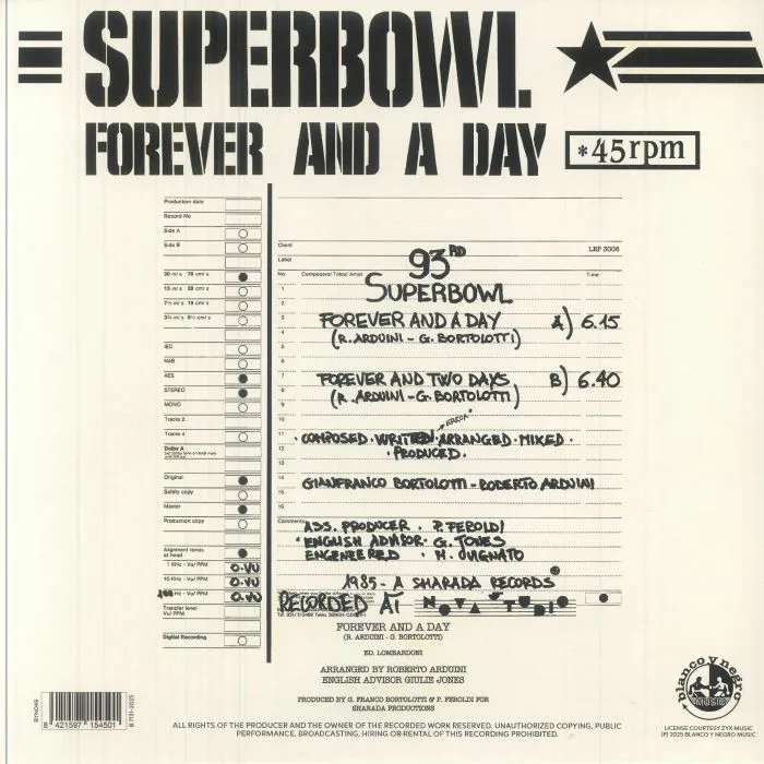 Обратная сторона обложки — SUPERBOWL aka GIANFRANCO BORTOLOTTI / ROBERTO ARDUINI — Forever & A Day (reissue)