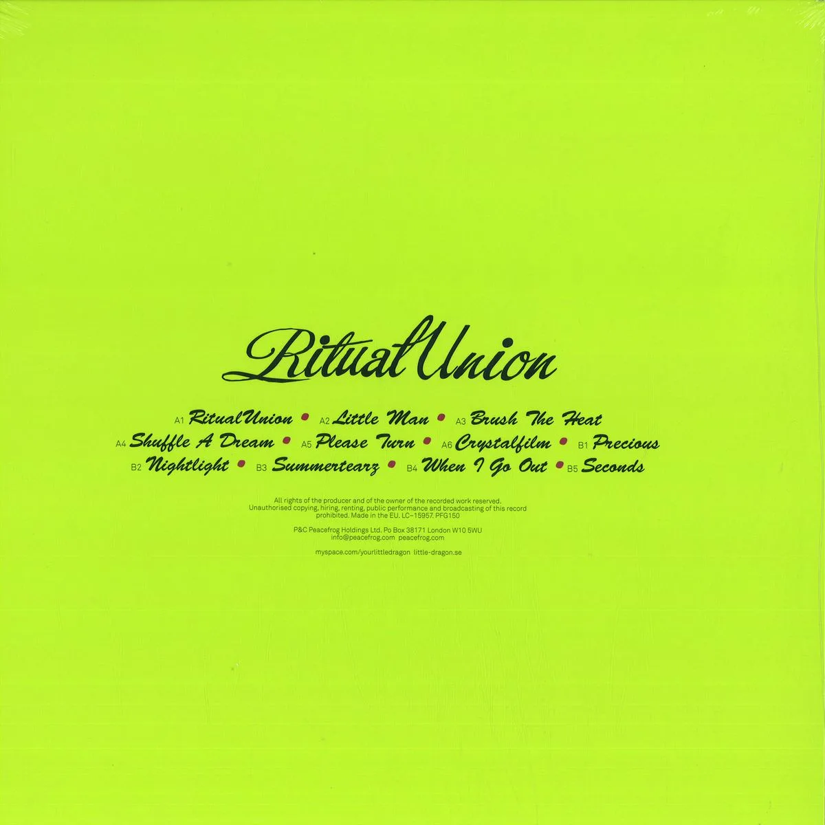 Back cover — Little Dragon — Ritual Union