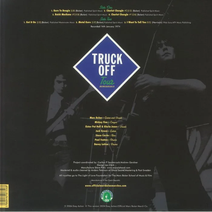 Обратная сторона обложки — Marc BOLAN & T REX — Truck Off Tour Rehearsals