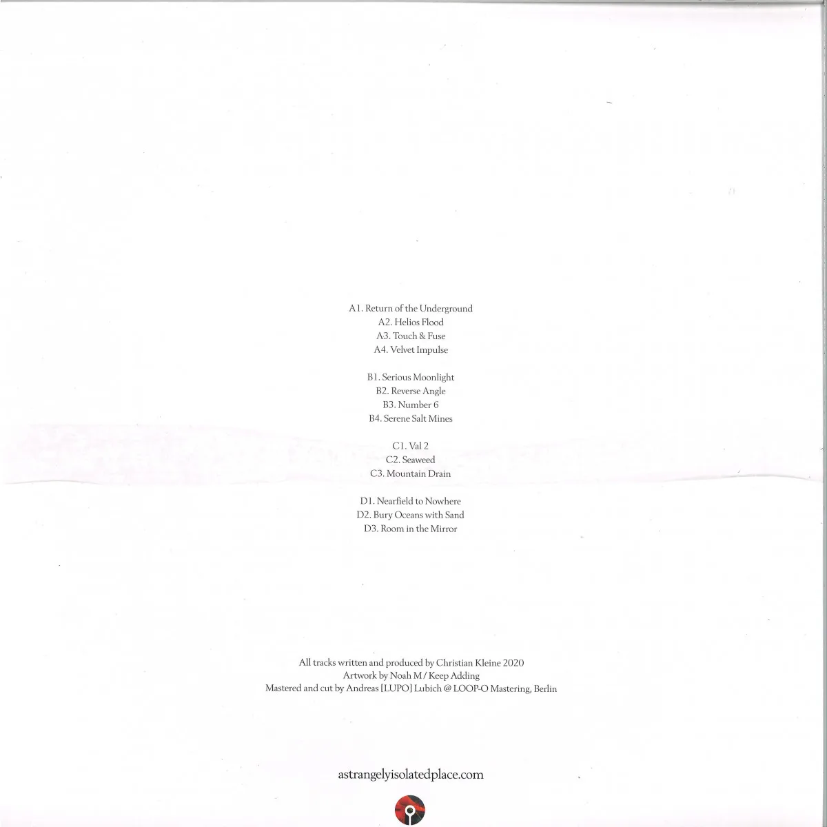 Back cover — Christian Kleine — Touch & Fuse LP (2x12")