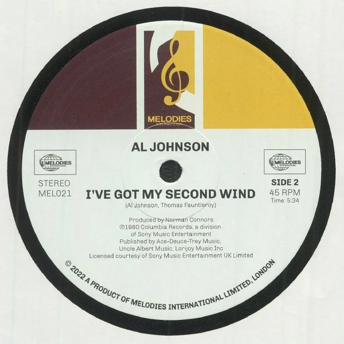 Back cover — Tata VEGA / AL JOHNSON — I've Got My Second Wind