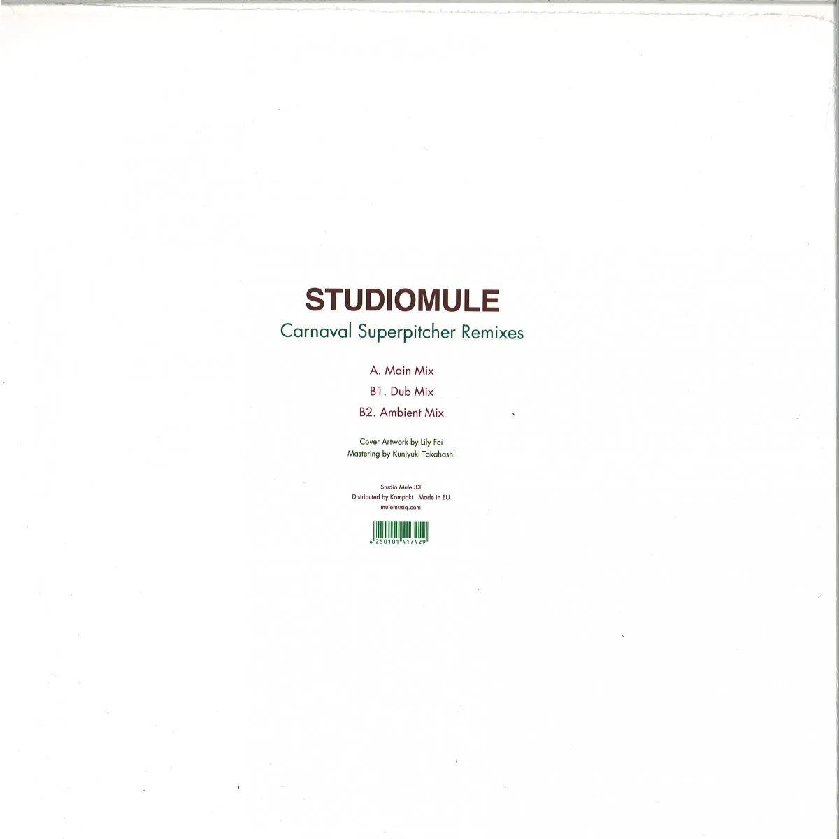 Обратная сторона обложки — Studio Mule — Carnaval Superpitcher Remixes