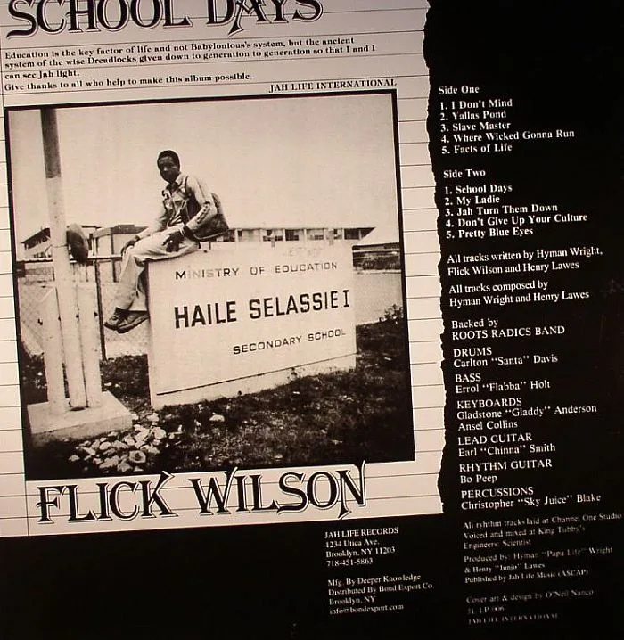 Back cover — FLICK WILSON — School Days