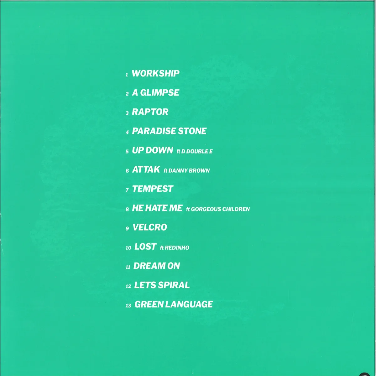 Обратная сторона обложки — Rustie — Green Language LP (2x12")