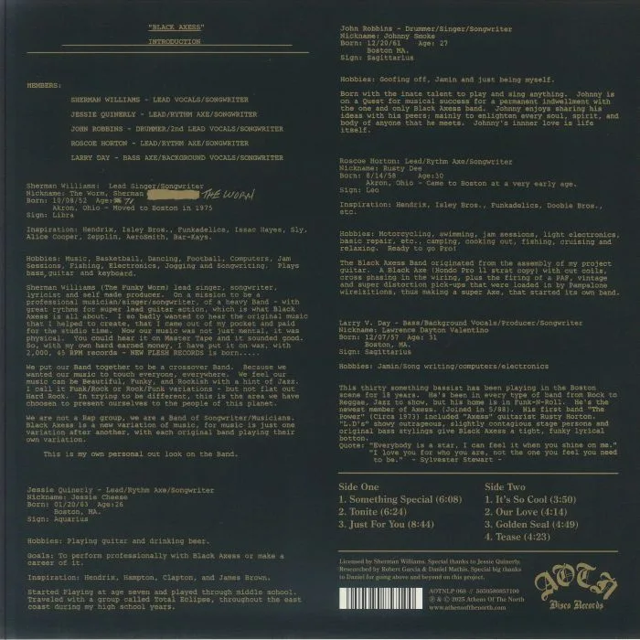 Back cover — BLACK AXESS — The Golden Seal