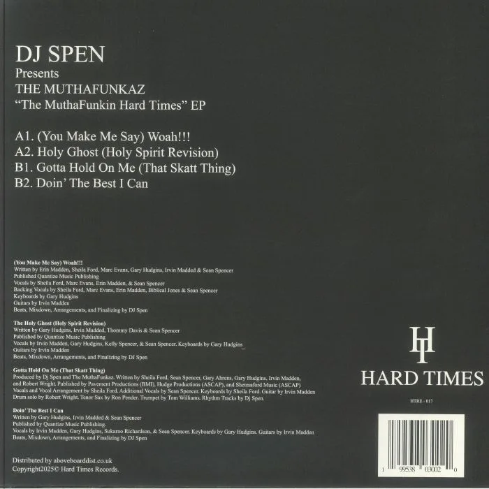 Обратная сторона обложки — DJ SPEN presents THE MUTHAFUNKAZ — The Muthafunking Hard Times EP