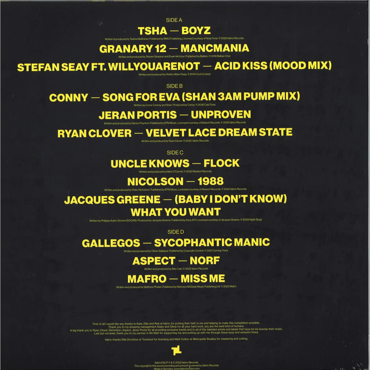 Back cover — Tsha — Fabric Presents: TSHA 2x12"