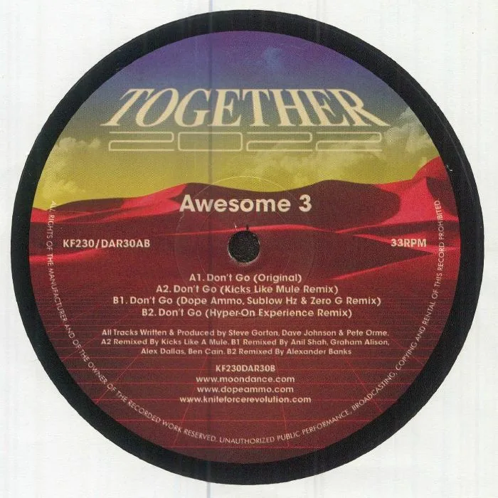 Обратная сторона обложки — AWESOME 3 — Don't Go (original & remixes)