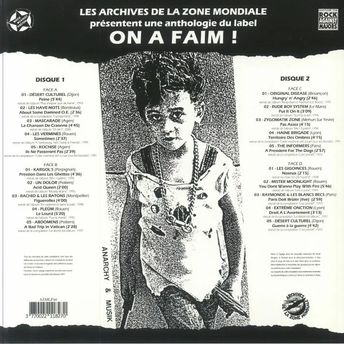Back cover — VARIOUS — On A Faim! Anarchy & Musik