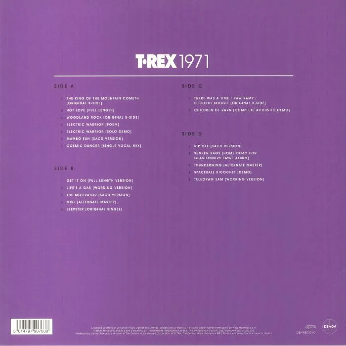 Обратная сторона обложки — T REX — 1971