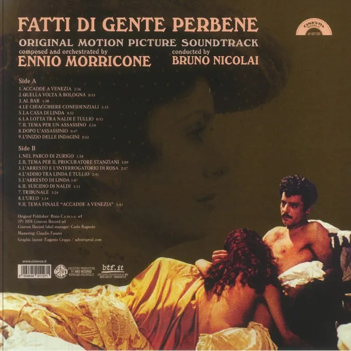 Обратная сторона обложки — Ennio MORRICONE — Fatti Di Gente Perbene (Soundtrack)