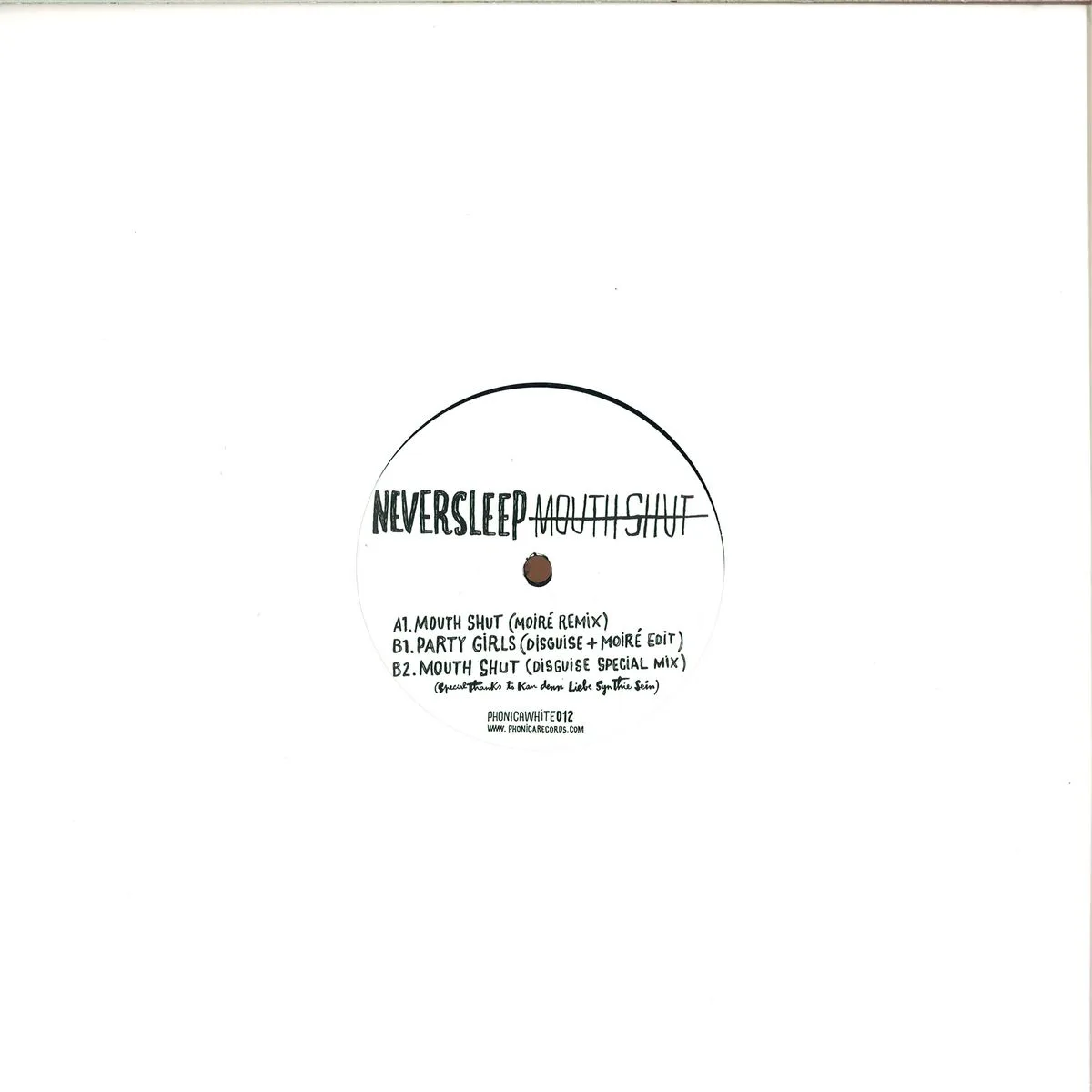 Back cover — Neversleep — Mouth Shut / Party Girls