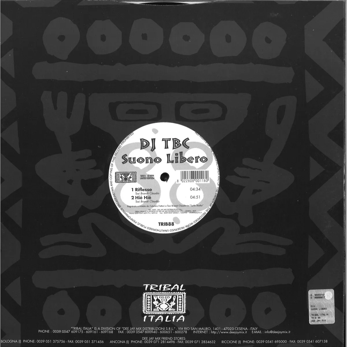 Back cover — T.b.c. — Suono Libero